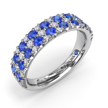 Ladies 14K White Gold Sapphire Prong Set Band