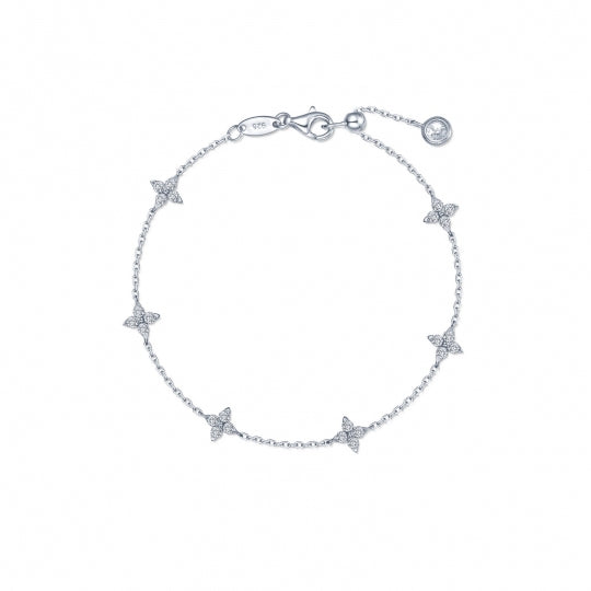 Sterling Silver CZ Fancy Link Bracelet