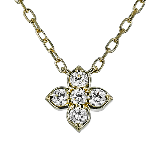 14K Yellow Gold Diamond Flower Pendant