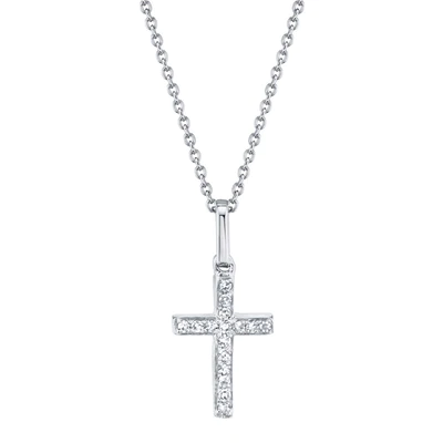 14K White Gold Cross Pendant