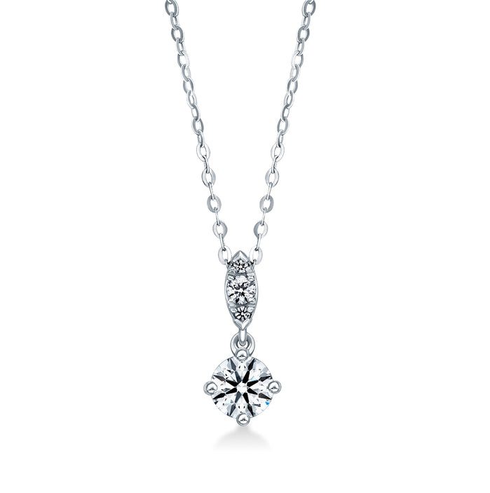 18K White Gold Diamond Solitaire Pendant