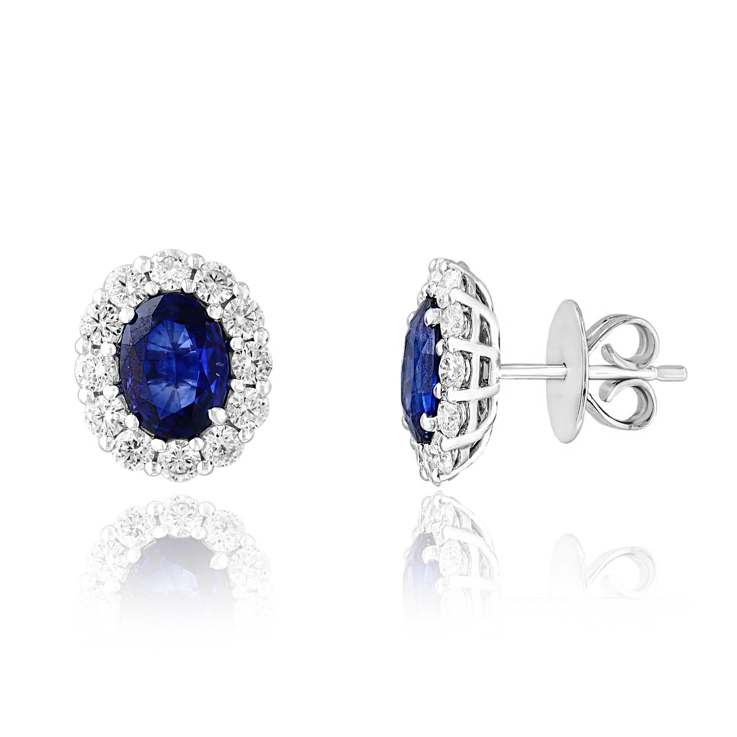 18K White Gold Sapphire Stud Earrings