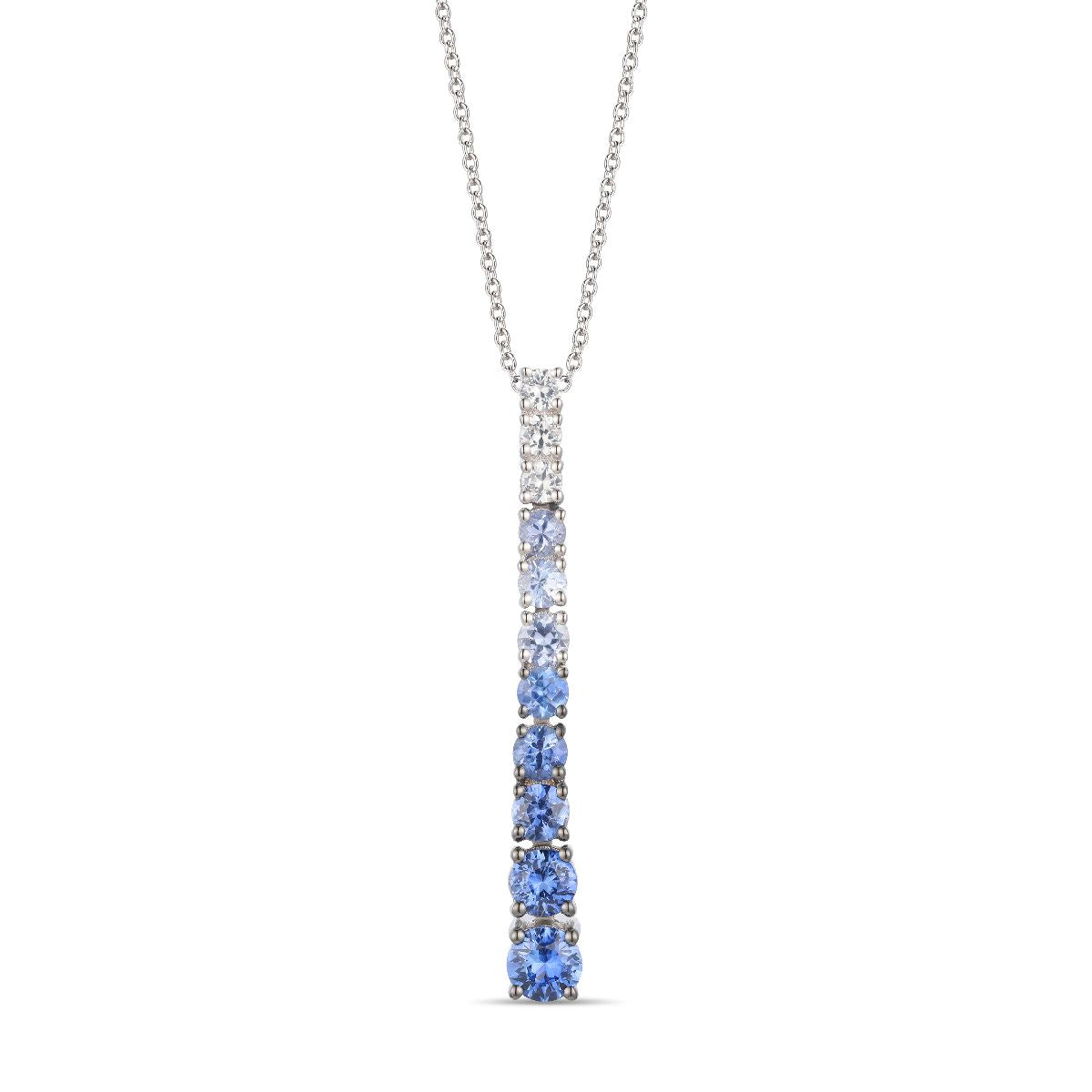 14K White Gold Sapphire Drop Pendant