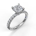 14K White Gold Diamond Accented Engagement Ring