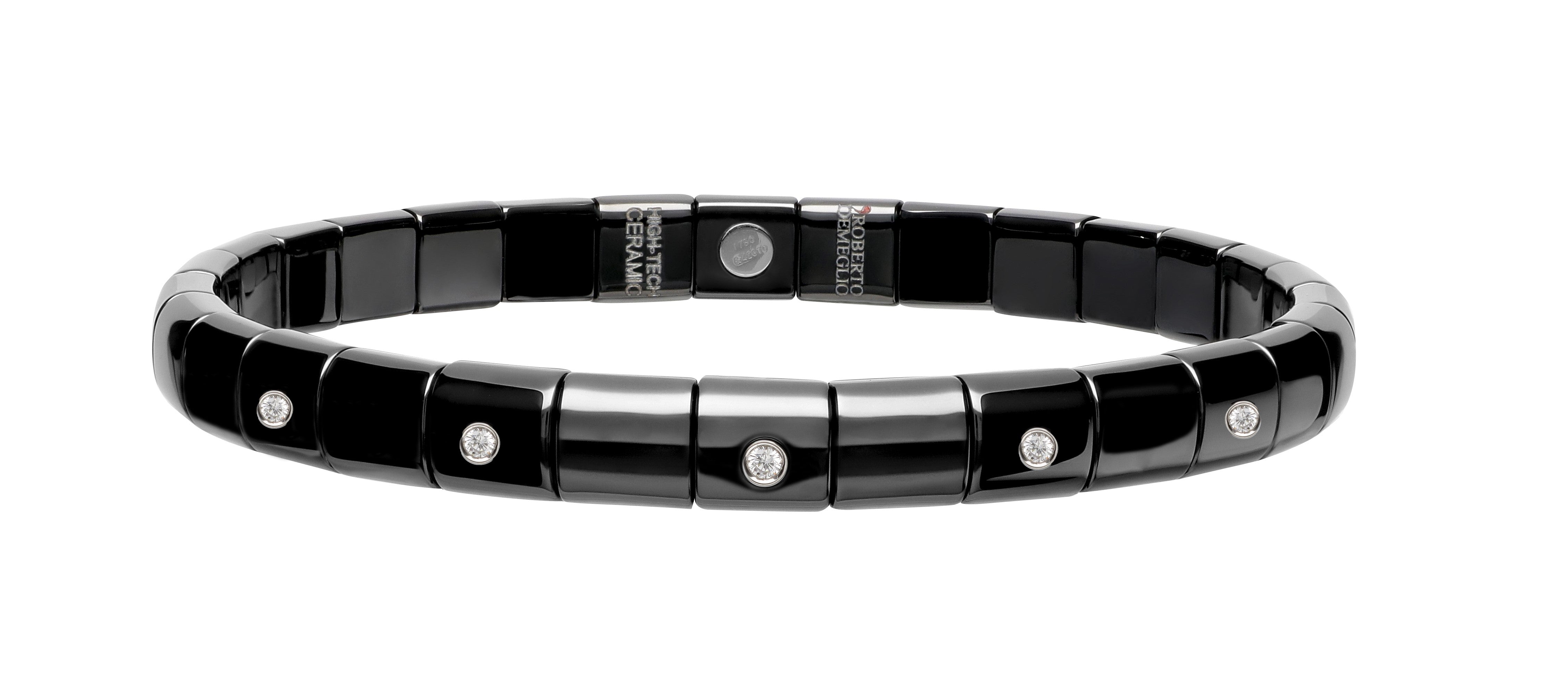 Women's Black Ceramic Diamond Stretch Bracelet