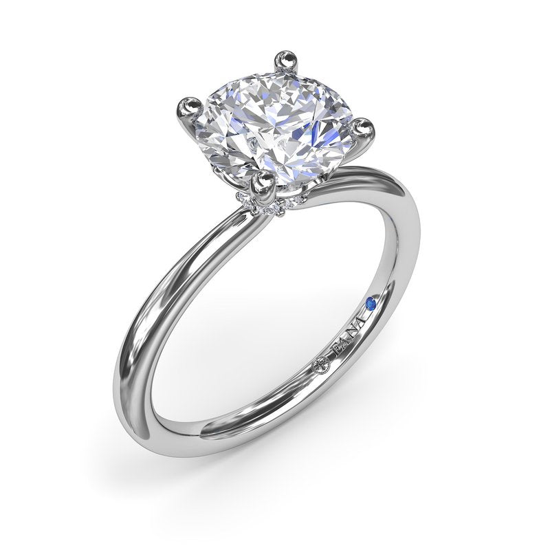 14K White Gold Diamond Hidden Halo Engagement Ring