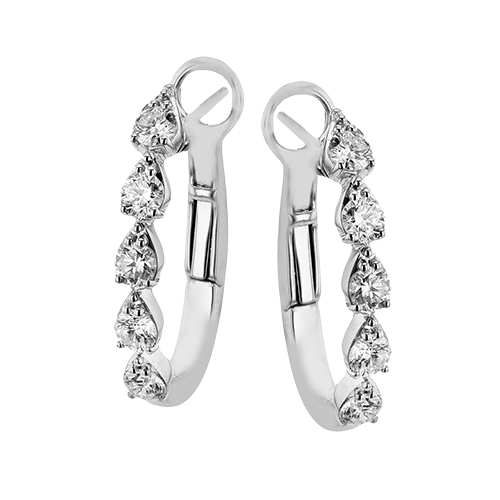18K White Gold Diamond Hoop Earrings