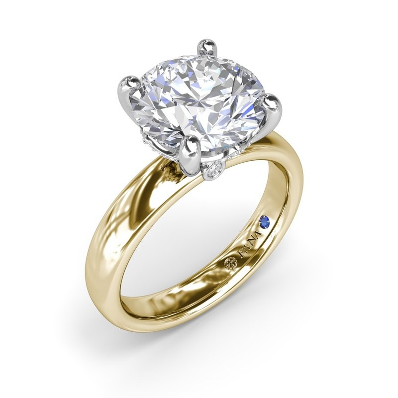 14K Yellow Gold Diamond Hidden Halo Engagement Ring