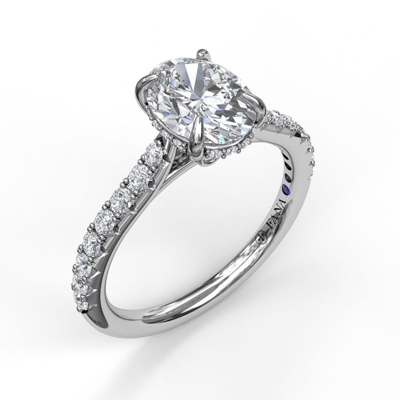 14K White Gold Diamond Hidden Halo Engagement Ring