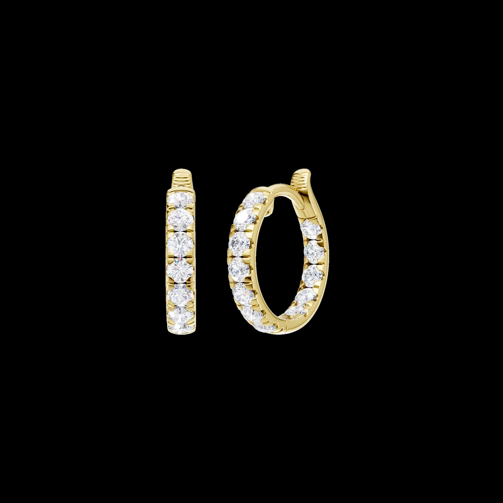14K Yellow Gold Lab Grown Diamond Huggie Earrings