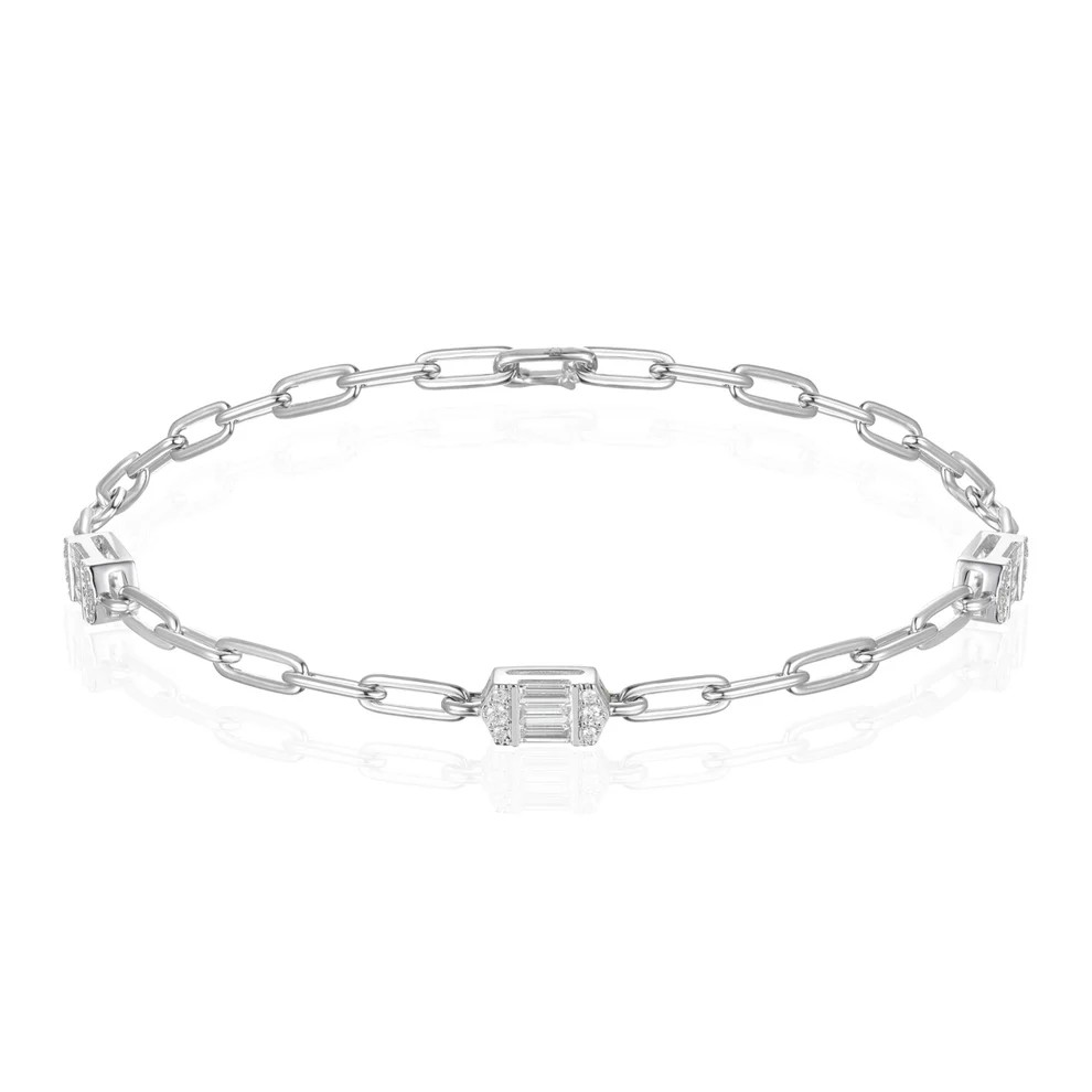 Women's 14K White Gold Diamond Link Bracelet