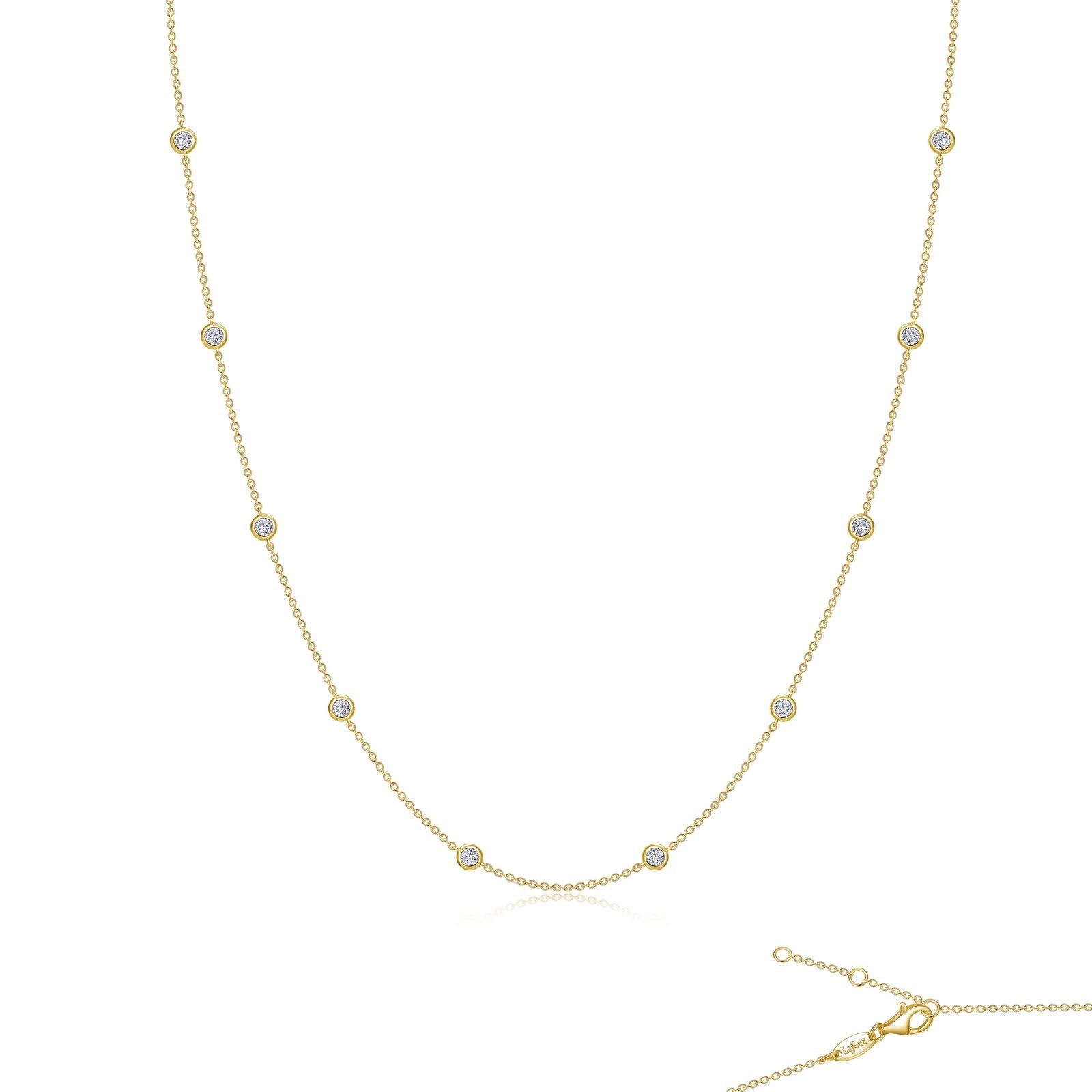 Sterling Silver Yellow Gold Plated CZ Station necklace