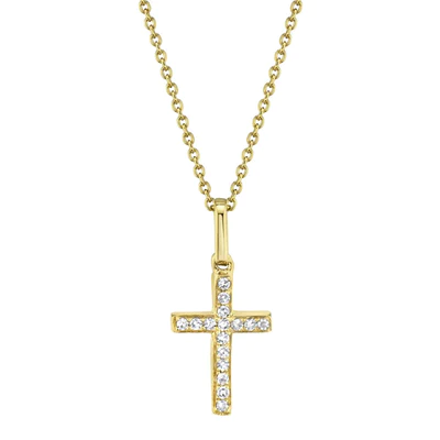 14K Yellow Gold Diamond Cross Pendant