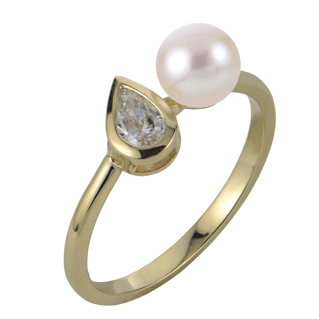 14K Yellow Gold Pearl Contemporary Ring