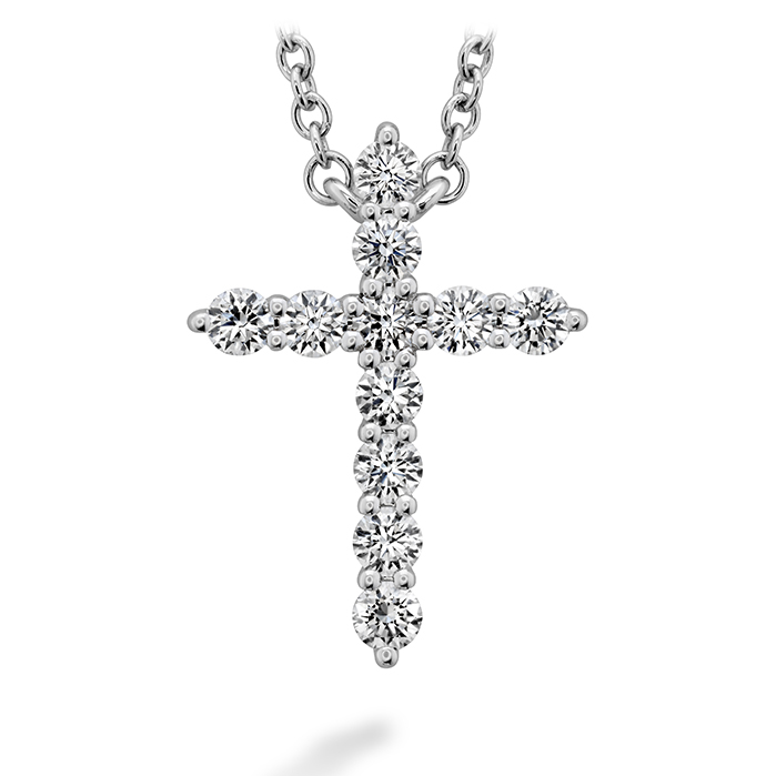 18K White Gold Diamond Cross Pendant