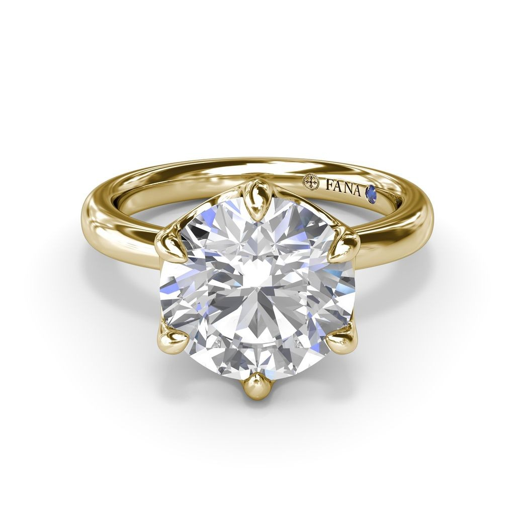 14K Yellow Gold Diamond Hidden Halo Engagement Ring
