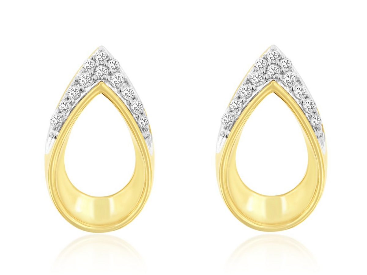 14K Yellow Gold Diamond Drop Earrings