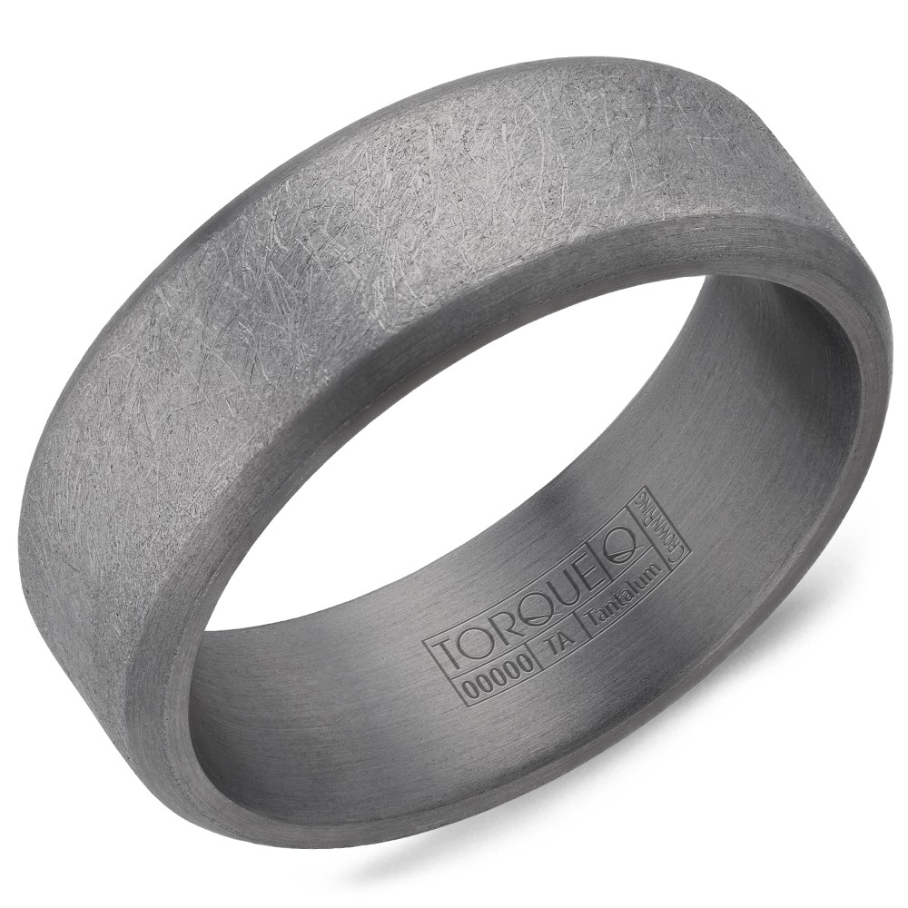 Men's 14K Gray Diamond Brush 7.5mm Band