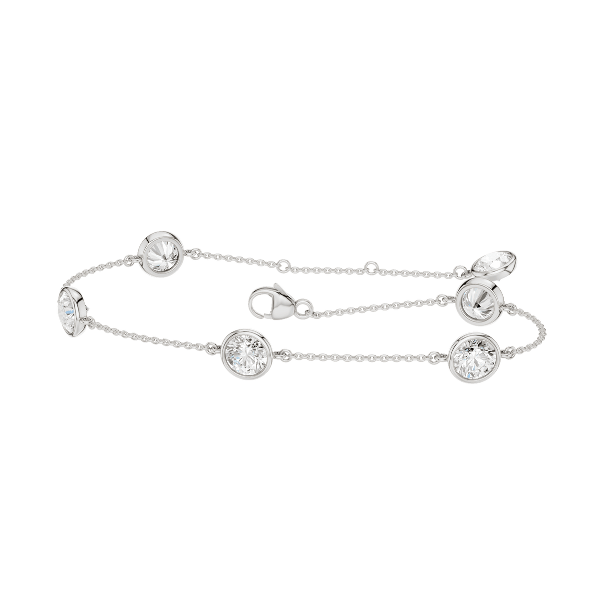 14K White Gold Lab Grown Diamond Station Bracelet
