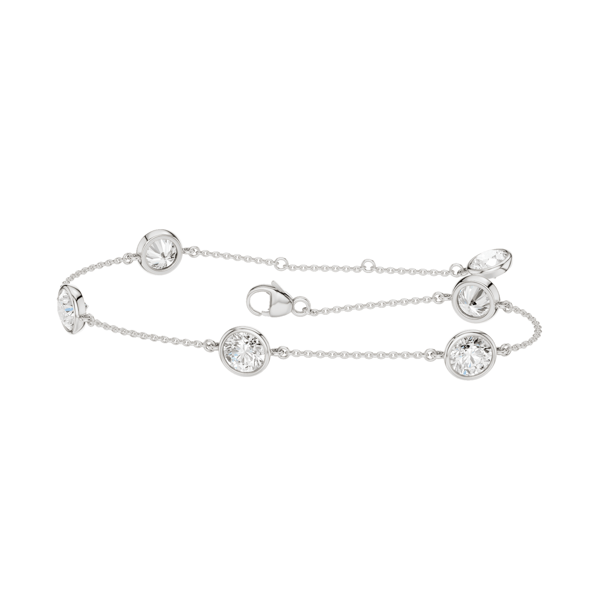 14K White Gold Lab Grown Diamond Station Bracelet