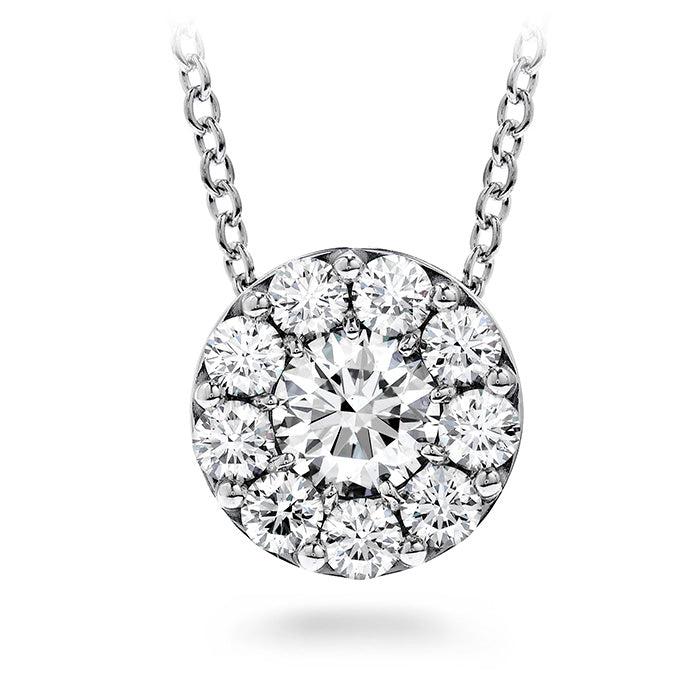 18K White Gold Diamond Halo Pendant