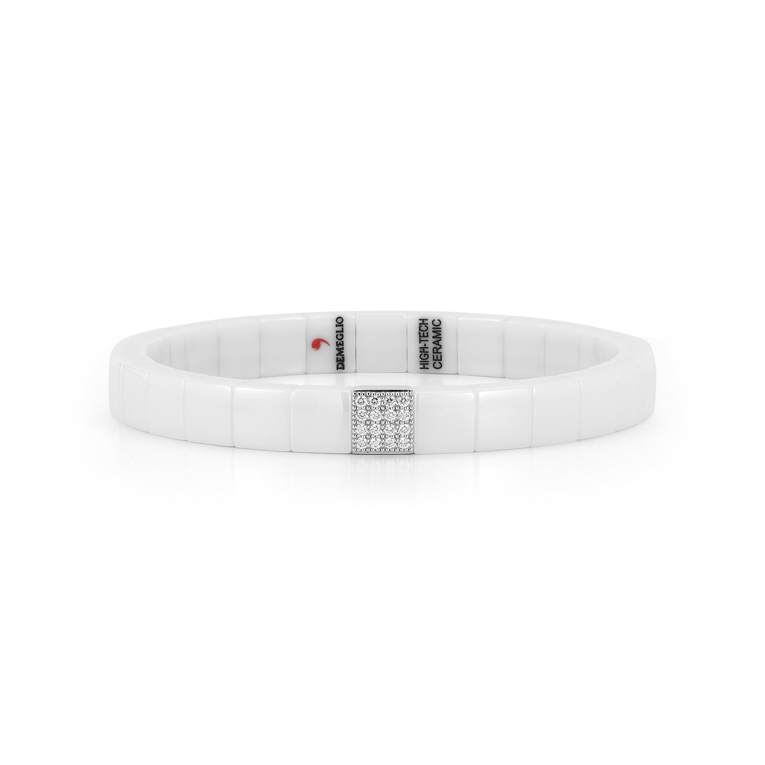 Women's White Ceramic Diamond Stretch Bracelet