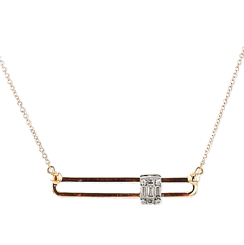 14K Two Tone Diamond Bar Necklace