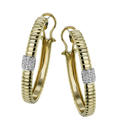 18K Two Tone Diamond Hoop Earrings