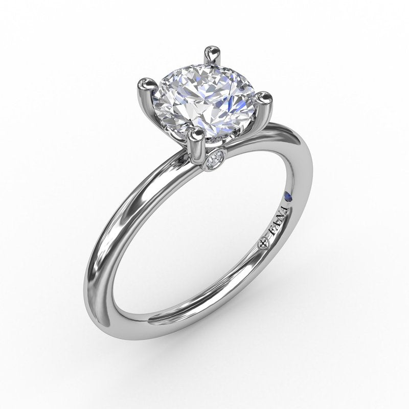 14K White Gold Diamond Solitaire Engagement Ring