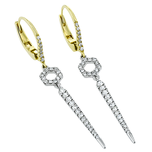 18K Two Tone Diamond Drop Earrings