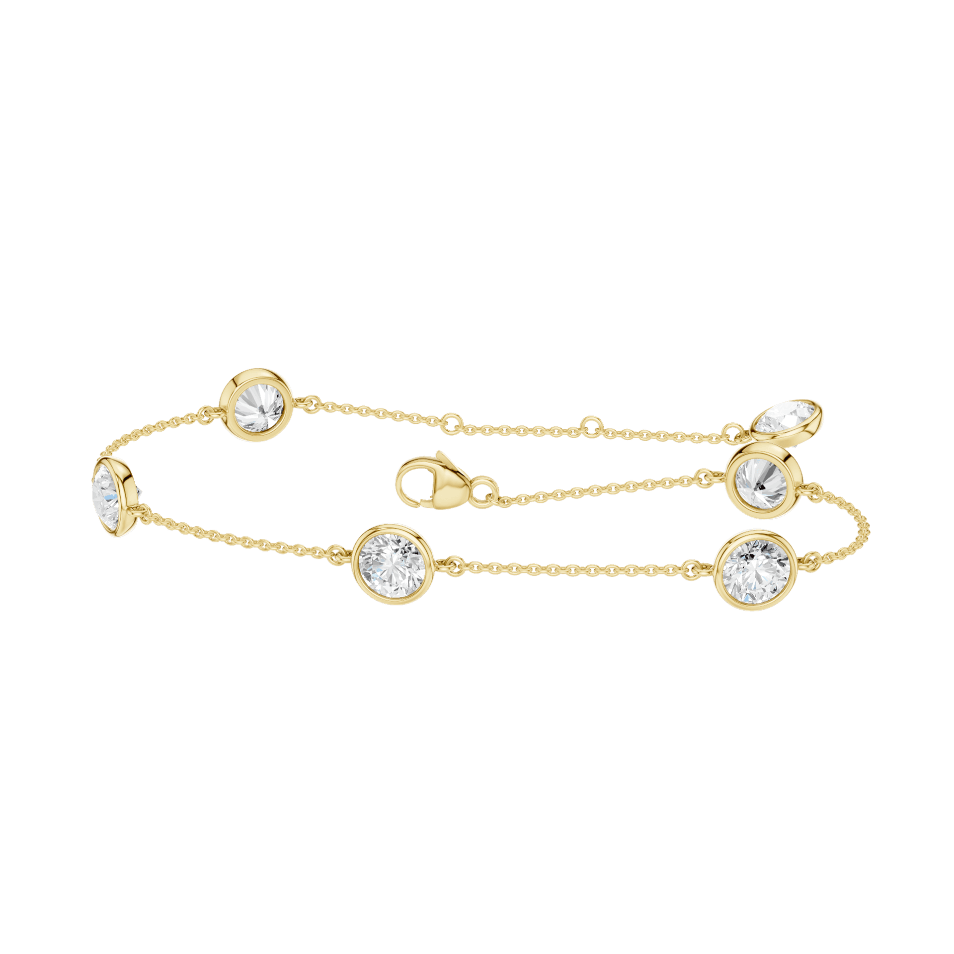 14K Yellow Gold Lab Grown Diamond Station Bracelet