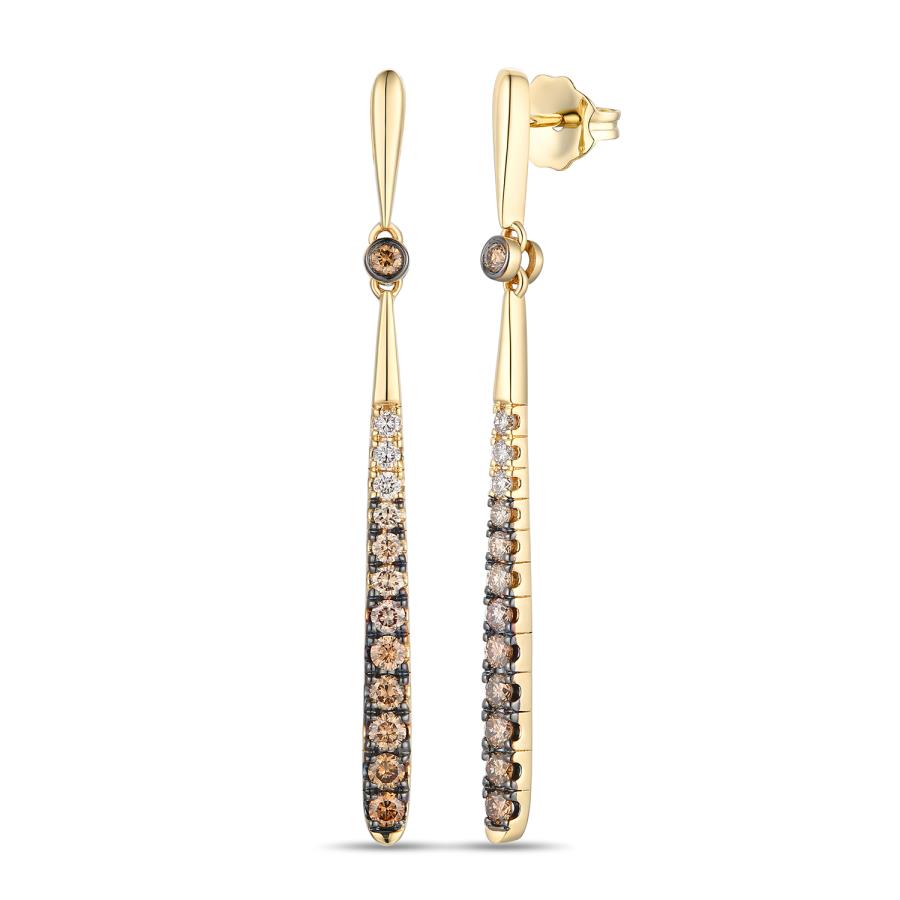 14K Yellow Gold Diamond Drop Earrings