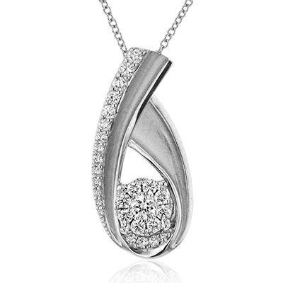 18K White Gold Diamond Drop Pendant