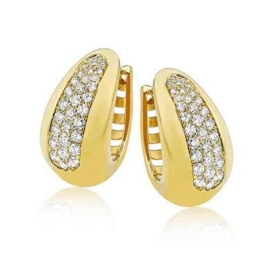 18K Yellow Gold Diamond Hoop Earrings