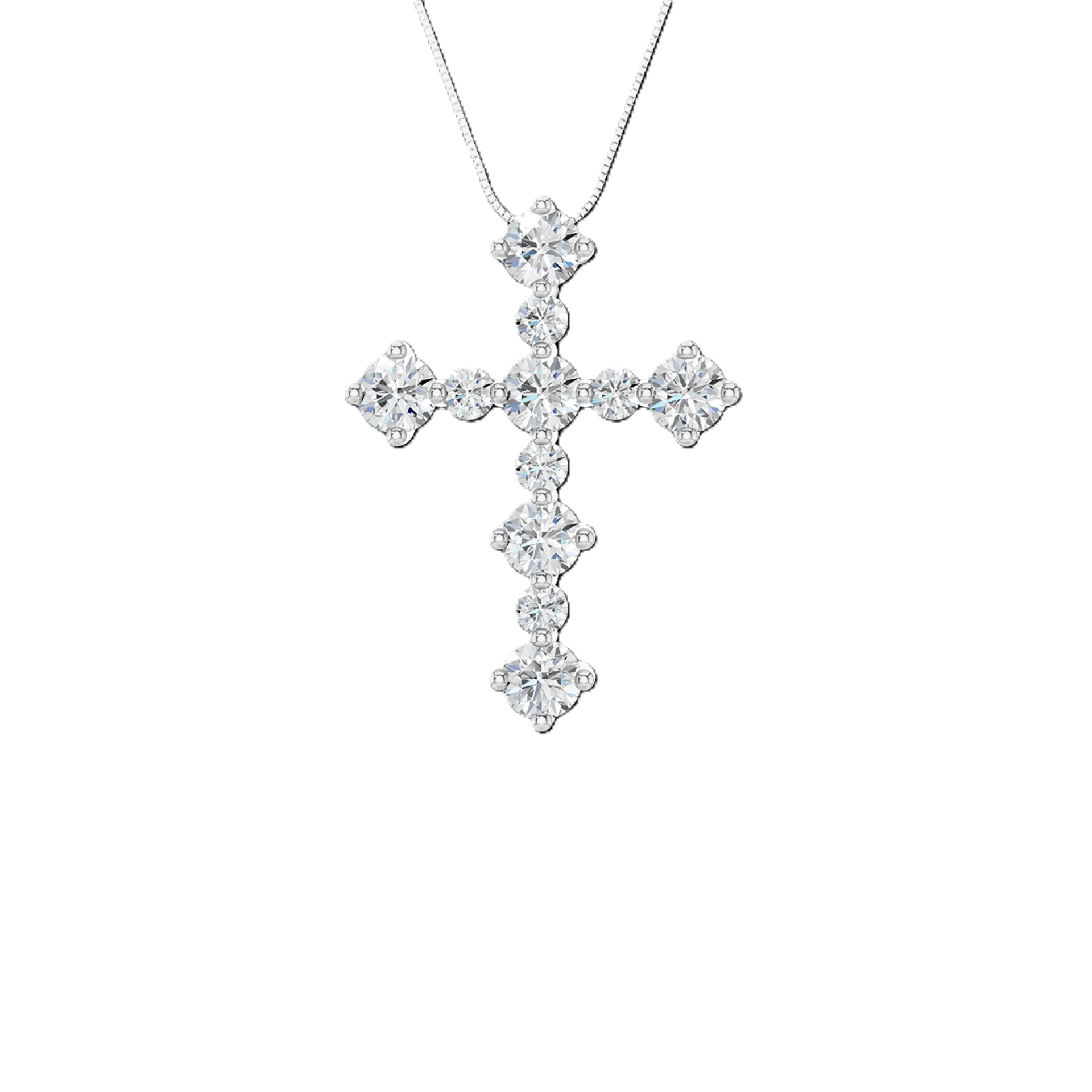 14K White Gold Lab Grown Diamond Cross Pendant