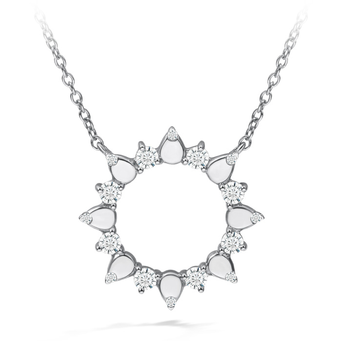 18K White Gold Diamond Circle Pendant