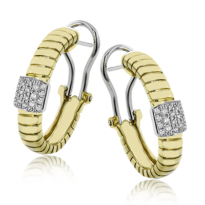 18K Two Tone Diamond Hoop Earrings