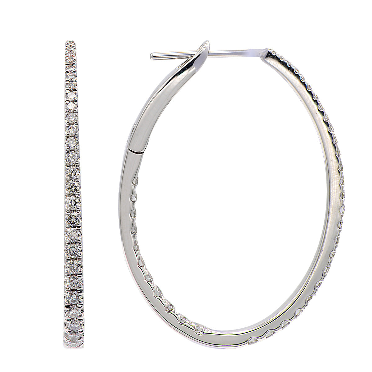 18K White Gold Diamond Hoop Earrings