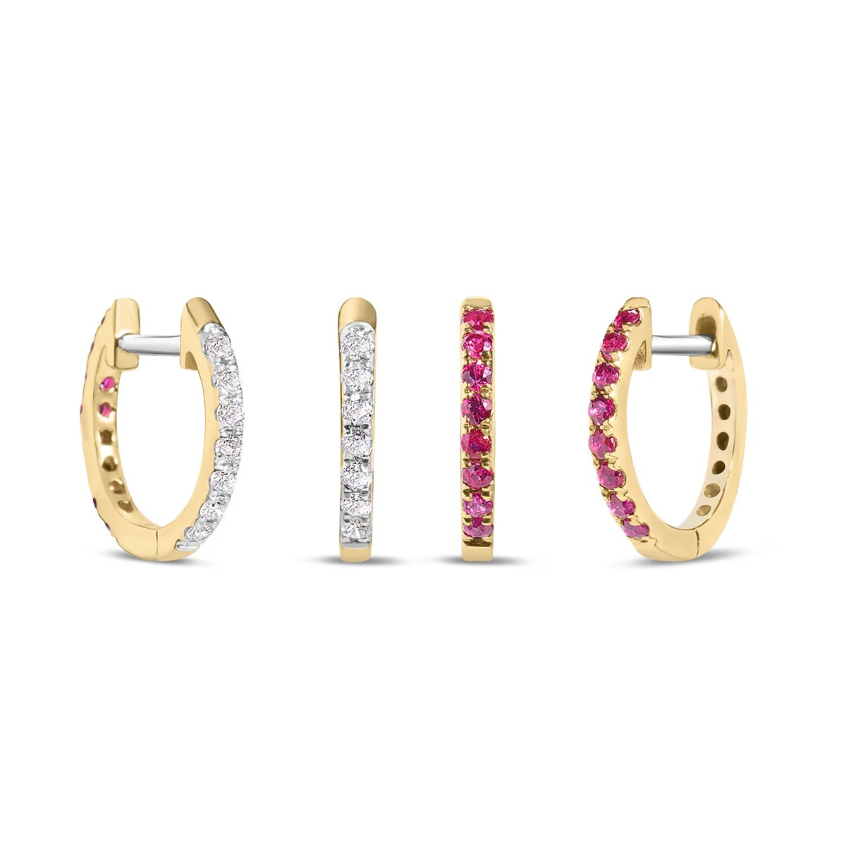 14K Yellow Gold Diamond Hoop Earrings