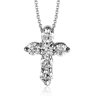 14K White Gold Diamond Cross Pendant