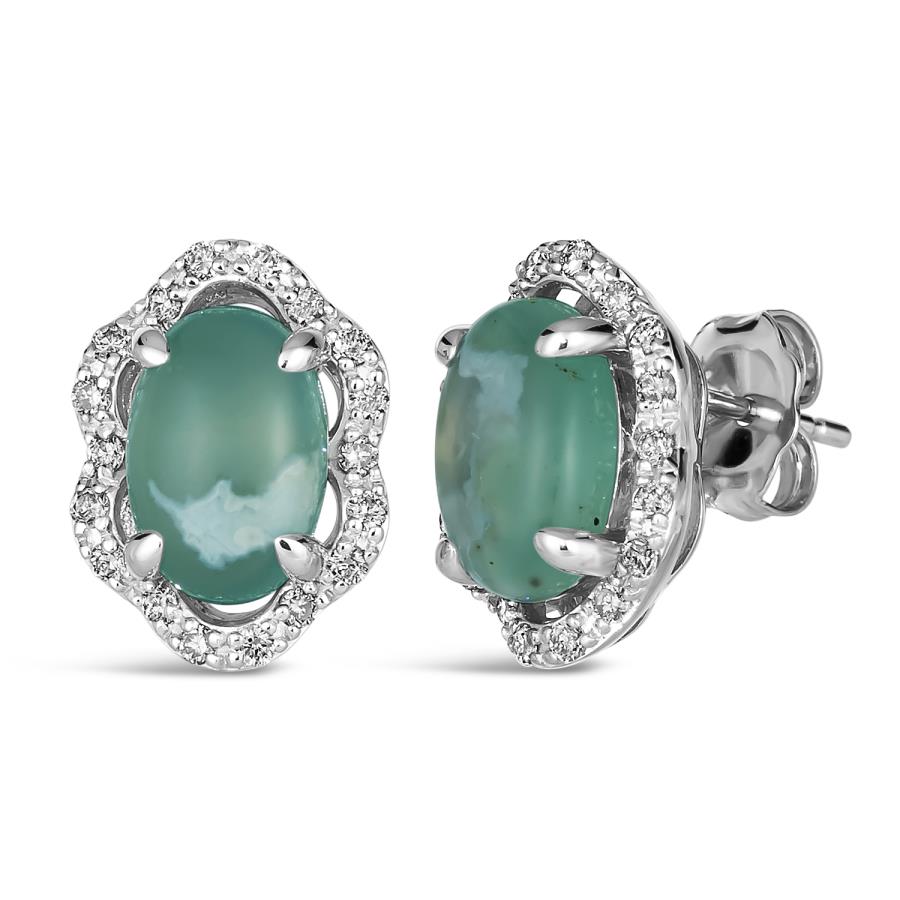 14K White Gold Aquaprase Stud Earrings
