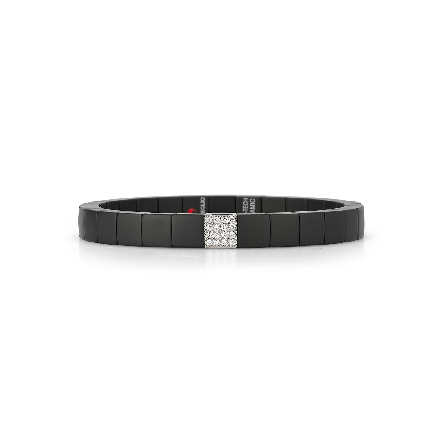 Women's Black Ceramic Diamond Stretch Bracelet