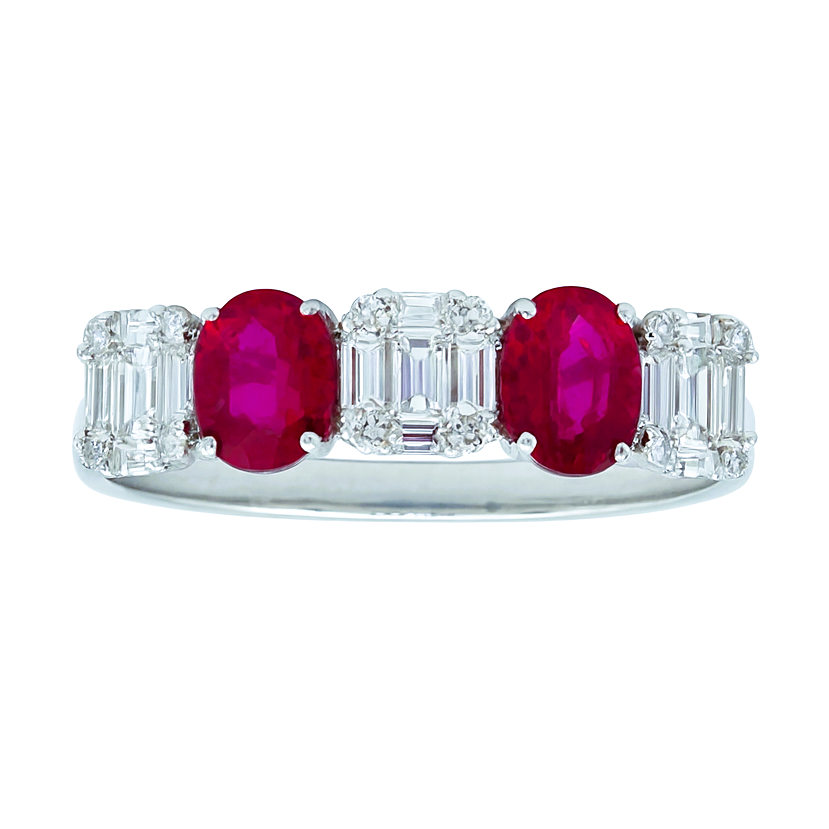 18K White Gold Ruby Contemporary Ring