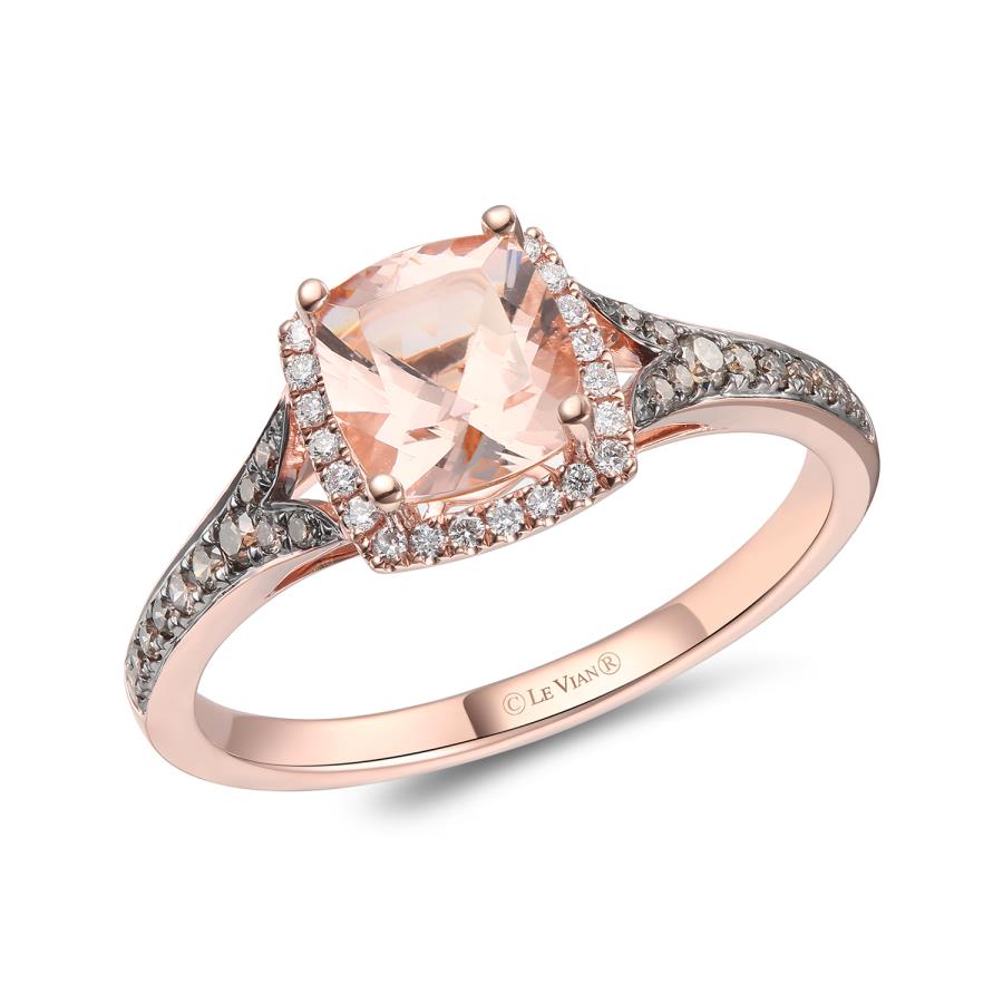 14K Rose Gold Morganite Halo Ring