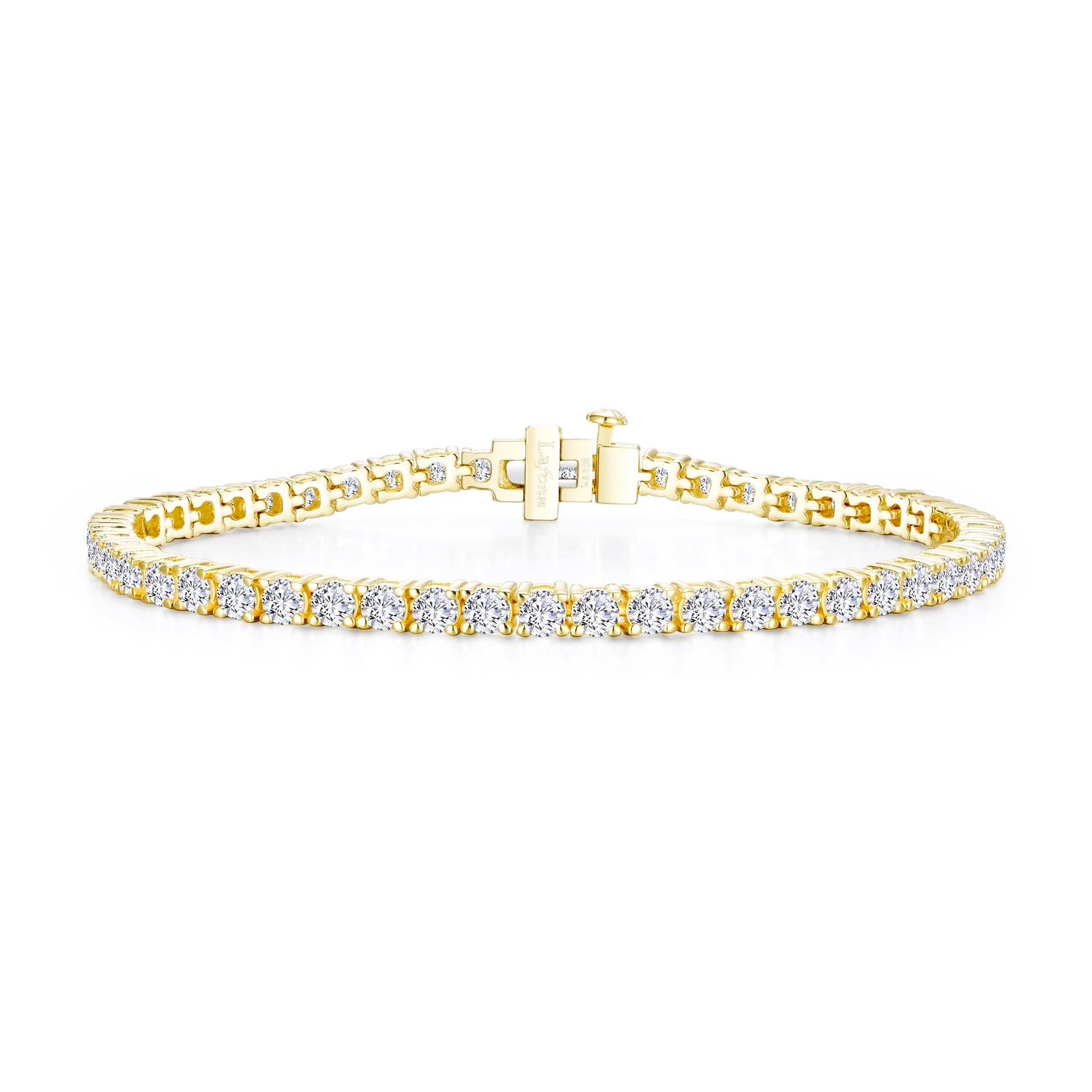 Women's Sterling Silver Yellow Gold Plated CZ Tennis Bracelet