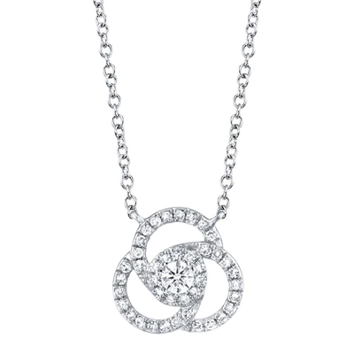 14K White Gold Diamond Cluster Pendant
