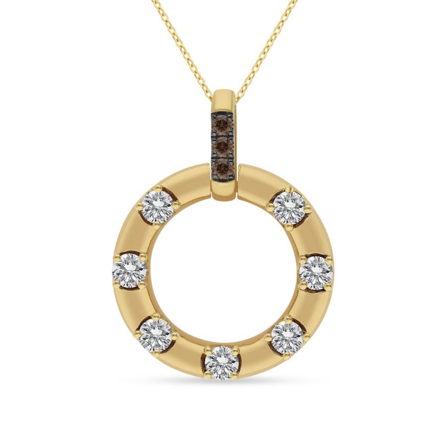 14K Yellow Gold Diamond Circle Pendant
