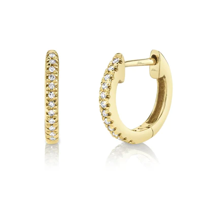 14K Yellow Gold Diamond Hoop Earrings