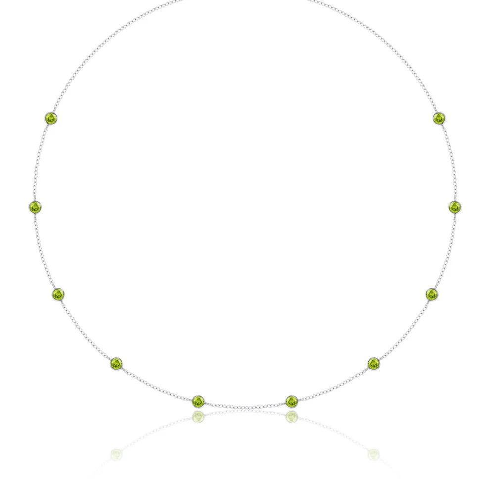 14K Yellow Gold Peridot Station Necklace