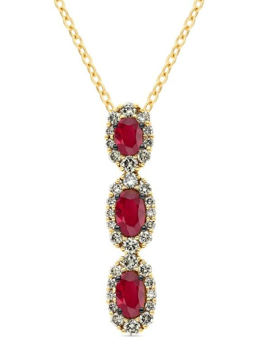14K White Gold Ruby Drop Pendant